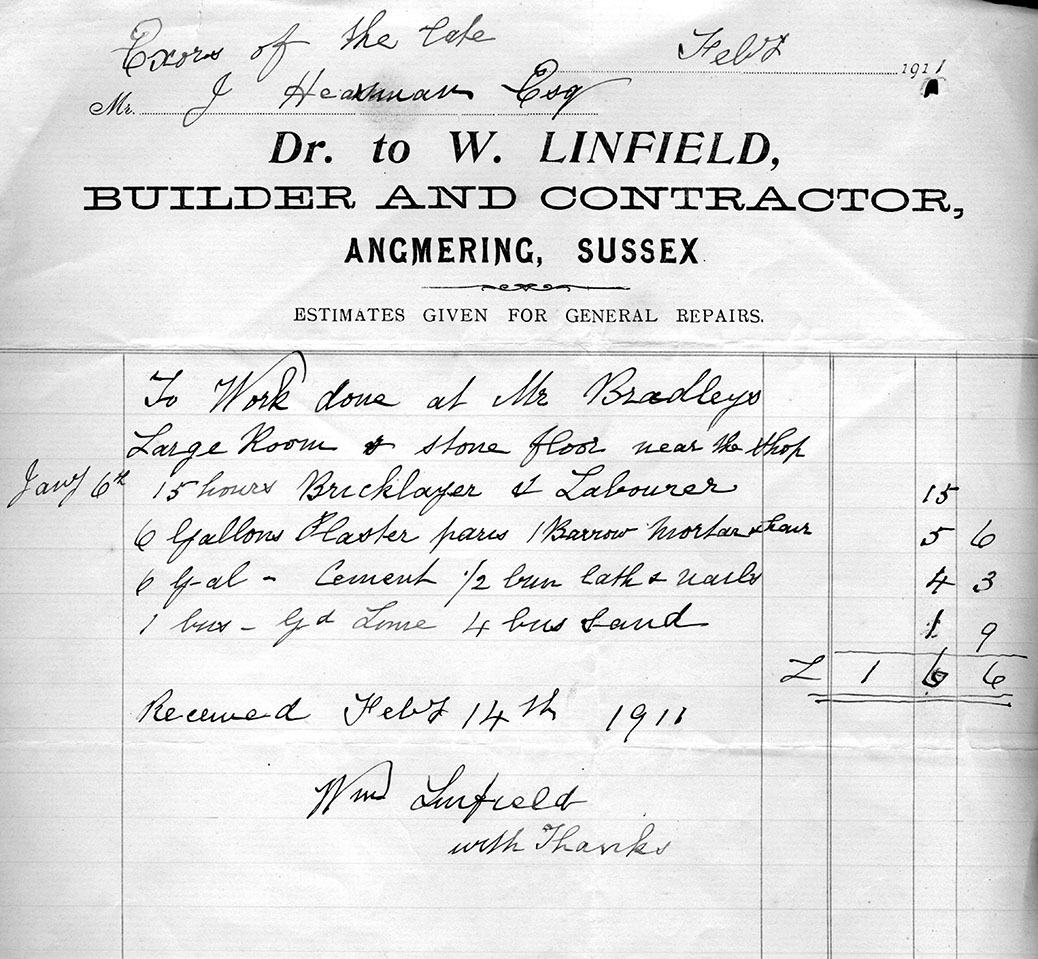 William Linfield, Builder, Invoice